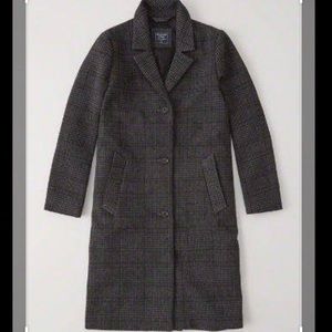 Dark grey plaid wool coat